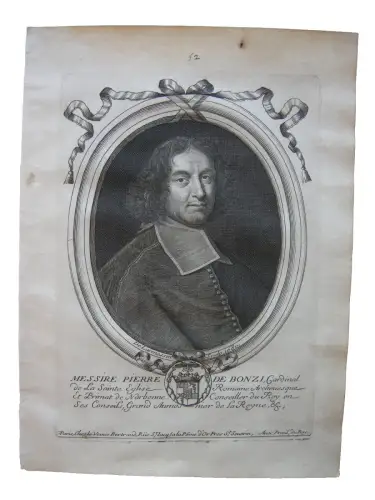 N II de Larmessin (1632-1694) Portrait Pierre de Bonzi Kardinal Kupferstich 1680