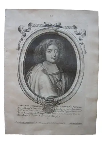 N II de Larmessin (1632-1694) Portrait E. T. de la Tour d'Auvergne Kupferst 1680