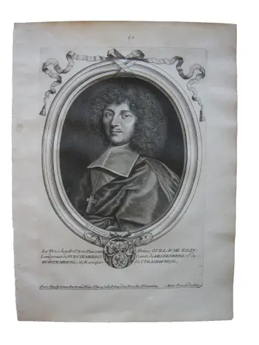 N II de Larmessin (1632-1694) Portrait Egon Fürstenberg Diplomat Kupferst 1680