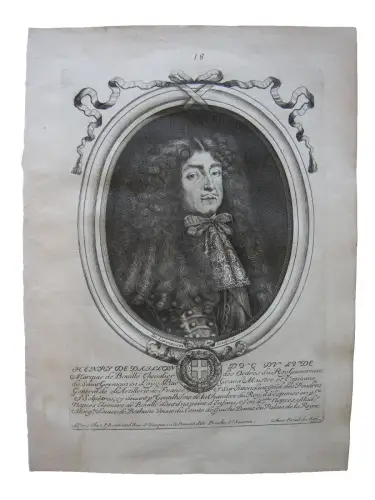 N II de Larmessin (1632-1694) Portrait Henry de Daillon Duc du Lud Kupferst 1684