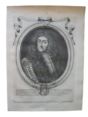 N II de Larmessin (1632-1694) Portrait Jacques Henry de Durasfort Kupferst 1680