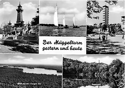 Ansichtskarte, Berlin Köpenick, Der Müggelturm gestern und heute, fünf Abb., 1968