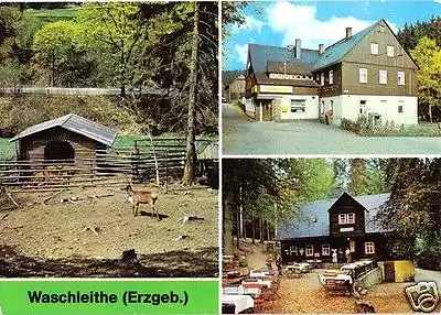 Ansichtskarte, Waschleite Erzgeb., drei Abb., 1984