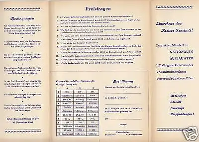 Propaganda-Preisausschreiben des Rat des Kreises Arnstadt, 1958