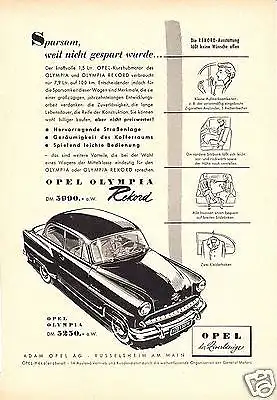 Zeitschriftenwerbung, Opel Olympia Rekord, drei Blatt,  um 1953