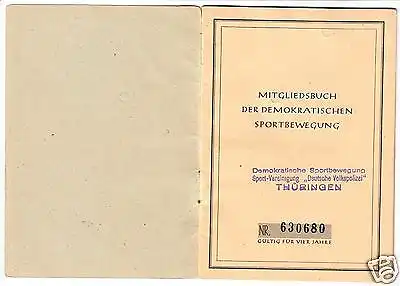 Mitgliedsbuch d. Demokratischen Sportbewegung, SV "Deutsche Volkspolizei", 1951