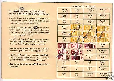 Mitgliedsbuch d. Demokratischen Sportbewegung, SV "Deutsche Volkspolizei", 1951