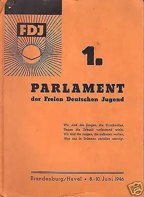 Delegiertenmappe zum 1. Parlament der FDJ, Brandenburg (Havel), 8.-10.Juni 1946