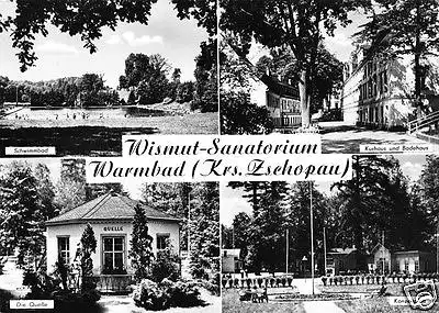 Ansichtskarte, Warmbad Kr. Zschopau, Wismut - Sanatorium, vier Abb., 1967