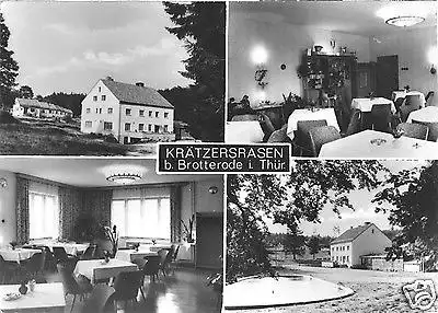 AK, Krätzersrasen bei Brotterode Thür. Wald, Waldgaststätte, vier Abb., 1967