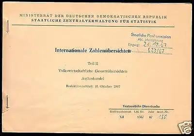 Volkswirtschaftl. Gesamtübersichen, Außenhandel, 1967, Vertrauliche Dienstsache