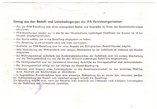 IFA-Vertrieb Berlin, PKW-Bestell-Bestätigung, Trabant Limosine, 11.4.79