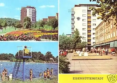 AK, Eisenhüttenstadt, drei Abb., u.a. Schwimmbad, 1979