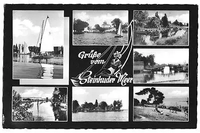 AK, Grüße vom Steinhuder Meer, sieben Abb., um 1965