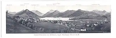 Doppel-Ansichtskarte, Schliersee, Gesamtpanorama, um 1903