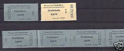 Sieben Eintrittskarten, Museen der Stadt Erfurt, 1987 bzw. 1984
