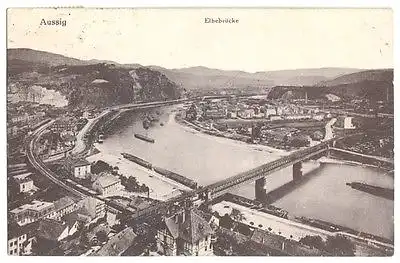 Ansichtskarte, Aussig, Usti nad Labem, Teilansicht, 1923