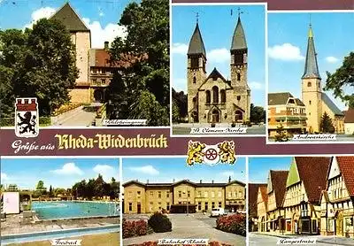Ansichtskarte, Rheda-Wiedenbrück, sechs Abb. u.a. Bahnhof, 1978