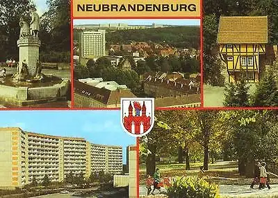 AK, Neubrandenburg, 5 Abb., u.a. Einsteinstr., 1988