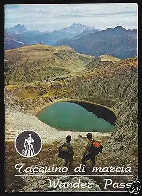 Wanderpass durch das Gebiet von Alta Badia, gebraucht, zahlreiche Stempel, 1975