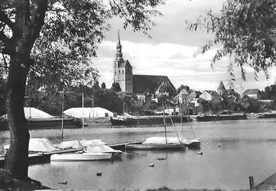 AK, Tangermünde Elbe, Am Hafen, mit Booten,1962