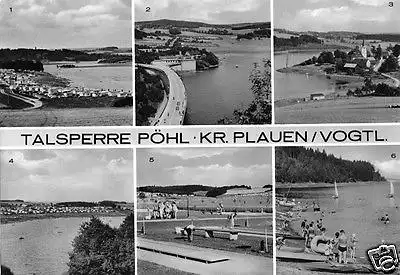 AK, Talsperre Pöhl Kr. Plauen Vogtl., sechs Abb., 1974