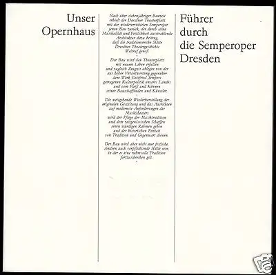 Unser Opernhaus - Führer durch die Semperoper Dresden, 1984