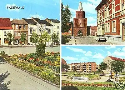 AK, Pasewalk, 3 Abb., u.a. Ernst-Thälmann-Platz, 1974