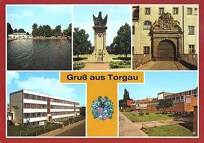 AK, Torgau, 5 Abb., Volksschwimmhalle, 1988