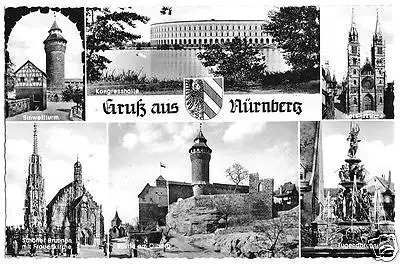 AK, Nürnberg, sechs Abb., 1955