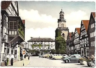 AK, Rinteln Weser, Marktplatz, zeitgen. Pkw, um 1960