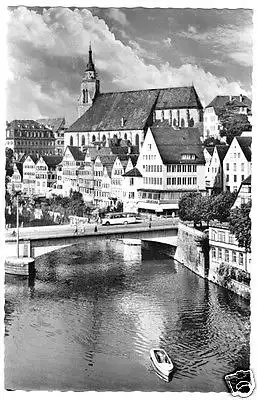 Ansichtskarte, Tübingen, Teilansicht mit Brücke, um 1962