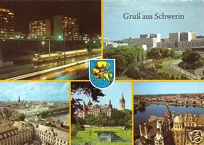 Ansichtskarte, Schwerin, Gruß aus Schwerin, fünf Abb., 1985