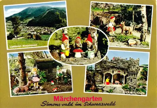 AK, Simonswald im Schwarzwald, Café Märchengarten, fünf Abb., um 1977
