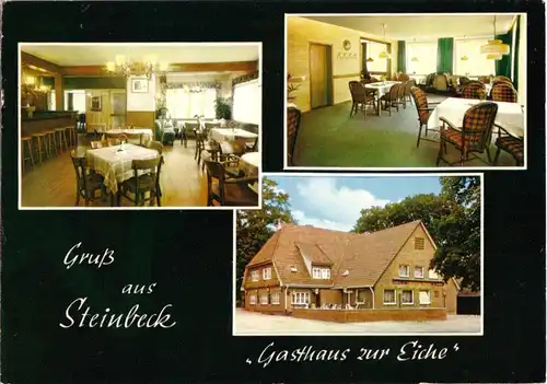 Ansichtskarte, Steinbeck Kr. Harburg, Gasthaus zur Eiche, drei Abb., 1977