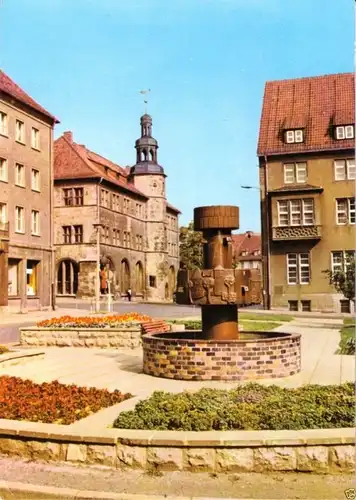 AK, Nordhausen Harz, Lutherplatz mit Brunnen, 1976