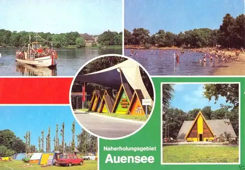 AK, Leipzig, Naherholungsgebiet Auensee, fünf Abb., 1982