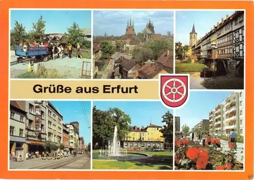 AK, Erfurt, sechs Abb., gestaltet, 1985