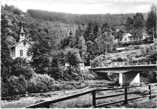 Ansichtskarte, Treseburg Harz, An der Bodebrücke, 1960