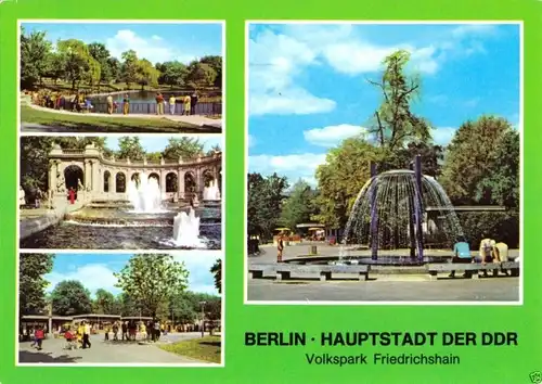 AK, Berlin Friedrichshain, vier Abb., Volkspark Friedrichshain, 1980
