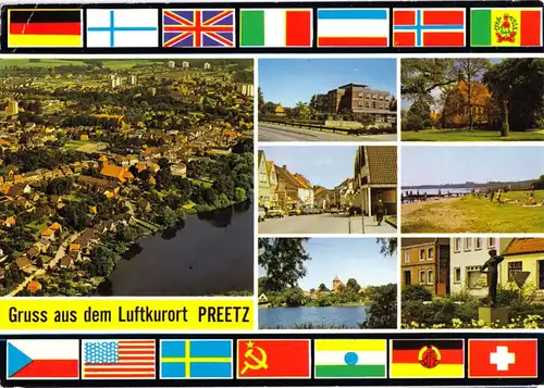 AK, Preetz Holst. Schweiz, sieben Abb. und Flaggen, 1987