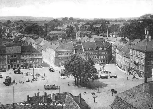 AK, Bischofswerda, Markt mit Rathaus, 1959