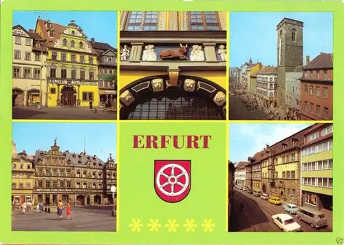 AK, Erfurt, fünf Abb., gestaltet, Version 1, 1985