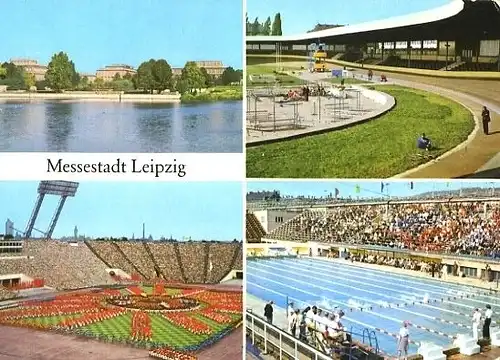 AK, Leipzig, 4 Abb., Sportstätten, 1979