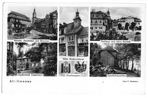 Ansichtskarte, Ilmenau Thür. Wald, sechs Abb., Alt-Ilmenau, 1955
