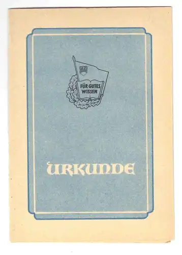 Urkunde, Abzeichen für Gutes Wissen in Gold, 1960, FDJ Bezirksleitung  Berlin
