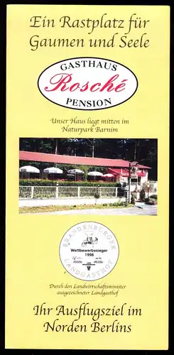 Tour. Prospekt, Wandlitz OT Stolzenhagen, Gasthaus - Pension Rosché, um 1998