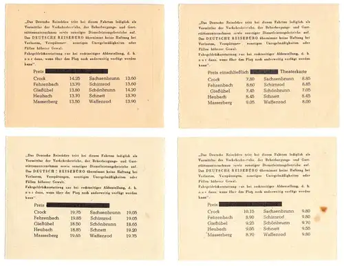 Vier Busfahrkarten für Ferien-Sonderfahrten, DER Reisebüro Hildburghausen, 1963