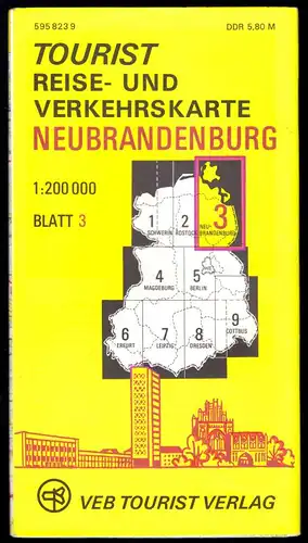 Tourist Reise und Verkehrskarte der DDR, Blatt 3, Neubrandenburg, 1979