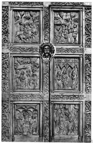 AK, Konstanz Bodensee, Basilika U. L. Frau, Westportal (Holz) 1470, um 1960